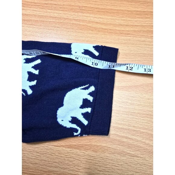 Talbots Top M Blue White Elephants Short Sleeve Comfort Business Casual Classic - Picture 5 of 10